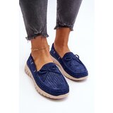VINCEZA Women's Moccasins with Bow Navy Blue Reece | shoptok.hr