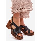 Zazoo Leather Heeled Sandals 1081 Black | ePonuda.com