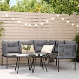 vidaXL Set vrtnih sofa s jastucima crni od čelika i tekstilena | shoptok.hr