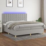 The Living Store Box spring postelja z vzmetnico LED sv. siva 200x200 cm blago - Box Spring Postelja, (21515402) Cene
