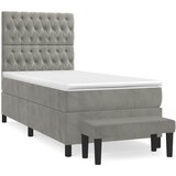 vidaXL Box spring postelja z vzmetnico svetlo siv 90x190 cm žamet, (20790349) Cene