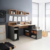 CARRYHOME kotna pisalna miza leseni material antracit, barve hrasta | Shoptok.si