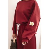 Kesi Włoski Ladies' butter set with a loose sweatshirt and pants with the inscription LOVE maroon | Shoptok.si