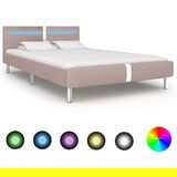 Maison Chic Posteljni okvir - Dvoposteljna postelja - Zakonska postelja LED kapučino umetno usnje 120x200 cm, (21692432) | Shoptok.si