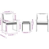  3-dijelni bistro set s bež jastucima poliratan i drvo bagrema | shoptok.hr
