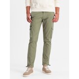 Ombre Men's STRAIGHT LEG cargo pants with triangle pocket pin - olive Cene