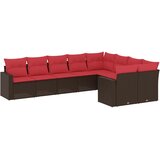  9-dijelni set vrtnih sofa s jastucima poliratan smeđi | shoptok.hr