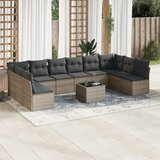 Maison Chic Seti vrtnega pohištva - Vrtna garnitura - Vrtni pohištvo set 11-delna z blazinami siv poli ratan, (21817254) | Shoptok.si