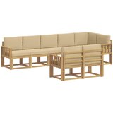  Set vanjskih sofa s jastukom 8 pcs Bijela i bež Poliester | Eponuda.com