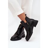 VINCEZA Leather Ankle Boots with Decorative Embossing Insulated | Shoptok.si