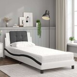 vidaXL Krevet s madracem bijelo-crni 80 x 200 cm od umjetne kože | shoptok.hr