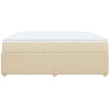vidaXL Box spring postelja z vzmetnico krem 200x200 cm blago | Shoptok.si