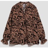Marisse Patterned V-Neck Shirt In Dark Beige | ePonuda.com