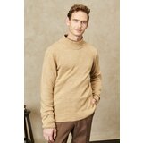 ALTINYILDIZ CLASSICS Men's Brown Standard Fit Normal Cut Half Turtleneck Knitwear Sweater. Cene