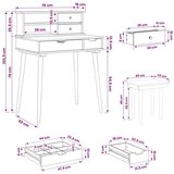  toaletna mizica z ogledalom FAUSKE, bela, 76x50x103,5 cm | Shoptok.si