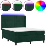  box spring s madracem LED tamnozeleni 140x200 cm baršun | shoptok.hr