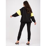 Fashion Hunters Black and yellow two-piece cotton sweatshirt set Cene