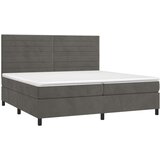  Box spring postelja z vzmetnico LED temno siva 200x200 cm žamet, (20727142) | Shoptok.si