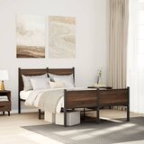 Maison Chic Kovinski Posteljni okvir - Dvoposteljna postelja - Zakonska postelja brez vzmetnice rjavi hrast 120x190 cm, (21694397) | Shoptok.si