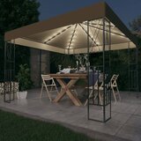  Sjenica s LED svjetlosnim trakama 3 x 3 m smeđe-siva od tkanine | shoptok.hr