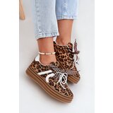 Boto Women's sneakers in leopard print on platform with decorations brown Vinness | Shoptok.si