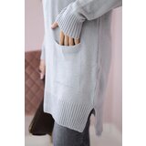 Kesi Sweater with stand-up collar light gray | shoptok.hr