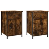 Maison Chic Dvo delni komplet Nočne omarice - Nočne mize dimljeni hrast 40x42x60 cm inženirski les, (21689498) | Shoptok.si