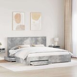  Okvir za krevet s uzglavljem Betonski sivi 200 x 200 cm | shoptok.hr