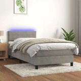  Box spring postelja z vzmetnico LED svetlo siva 80x200 cm žamet, (20724703) Cene