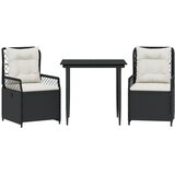  3-dijelni vrtni blagovaonski set s jastucima od poliratana crni Crna 80 x 80 x 74 cm | shoptok.hr