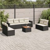  9-dijelni set vrtnih sofa s jastucima crni od poliratana | shoptok.hr