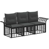  Set vanjskih sofa s jastukom 3 pcs Crna i tamno siva Poliester | shoptok.hr