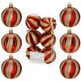  Set Božićnih kuglica 6 cm - Crvena/Zlatna (6 komada) | shoptok.hr