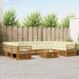  Set vanjskih sofa 10 pcs Prirodna i krem Čvrsto drvo akacije | shoptok.hr