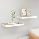  Plutajuće zidne police 2 kom hrast i bijele 40x23x3,8 cm MDF | shoptok.hr
