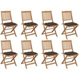 The Living Store Zložljivi zunanji stoli z blazinami 8 kosov trden akacijev les - Zunanji Stol, (21484125) | Shoptok.si