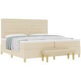 vidaXL Box Spring Krevet s Madracem i Klupom Krem 200x200 cm Tkanina Cijene