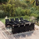  Vrtna garnitura - 9-dijelni vrtni blagovaonski set s jastucima crni od poliratana - Crna Dužina stola 219 cm 8x fotelja + stol 1 | shoptok.hr