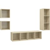  The Living Store Komplet TV omaric 4-delni sonoma hrast iverna plošča - Komplet TV Omaric, (21499014) | Shoptok.si