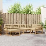  Set vanjskih sofa s jastukom 5 pcs Bijela i bež Poliester | shoptok.hr