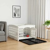  Igraonica za pse s 4 panela 122 x 106,5 x 82 cm Plastika Bijela | shoptok.hr