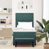  Krevet s box spring sustavom s madracem i klupicom tamnozelena 90x190 cm baršun | shoptok.hr