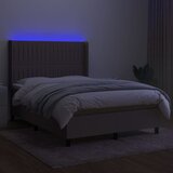 box spring s madracem LED smeđesivi 140x200 cm tkanina | shoptok.hr