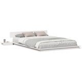 vidaXL Postelji okvir z mizicami ob postelji Bela 150x200cm iz trdega lesa | Shoptok.si