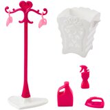 Doll Laundry Set Washing Machine Dryer Hanger Basket Pink | Shoptok.si