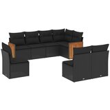Maison Chic Seti vrtnega pohištva - Vrtna garnitura - Vrtni pohištvo set 8-delna z blazinami črn poli ratan, (21799034) | Shoptok.si
