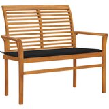  The Living Store Vrtna klop s črno blazino 112 cm trdna tikovina - Vrtna Klop, (21459426) Cene