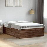 Maison Chic Posteljni okvir - Dvoposteljna postelja - Zakonska postelja rjav hrast 135x190 cm inženirski les-J14804, (21768275) | Shoptok.si