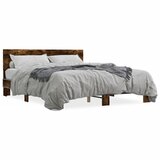 Furnova Posteljni okvir dimljeni hrast 150x200 cm inž. les in kovina, (21934366) | Shoptok.si