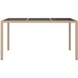  Vrtna miza 150x90x75 cm kaljeno steklo in poli ratan bež, (20665794) | Shoptok.si